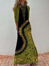 Tie-Dye Printed Sleeveless V-Neck Bohemia Maxi Dresses